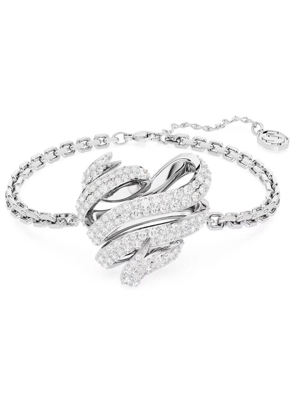 Authentic Swarovski Volta Heart Bracelet – Rhodium Plated Crystal Heart